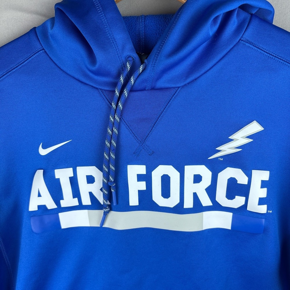 Nike Dri Fit Air Force Falcons Hoodie Mens Medium Blue NCAA Football Sweatshirt - Picture 2 of 6